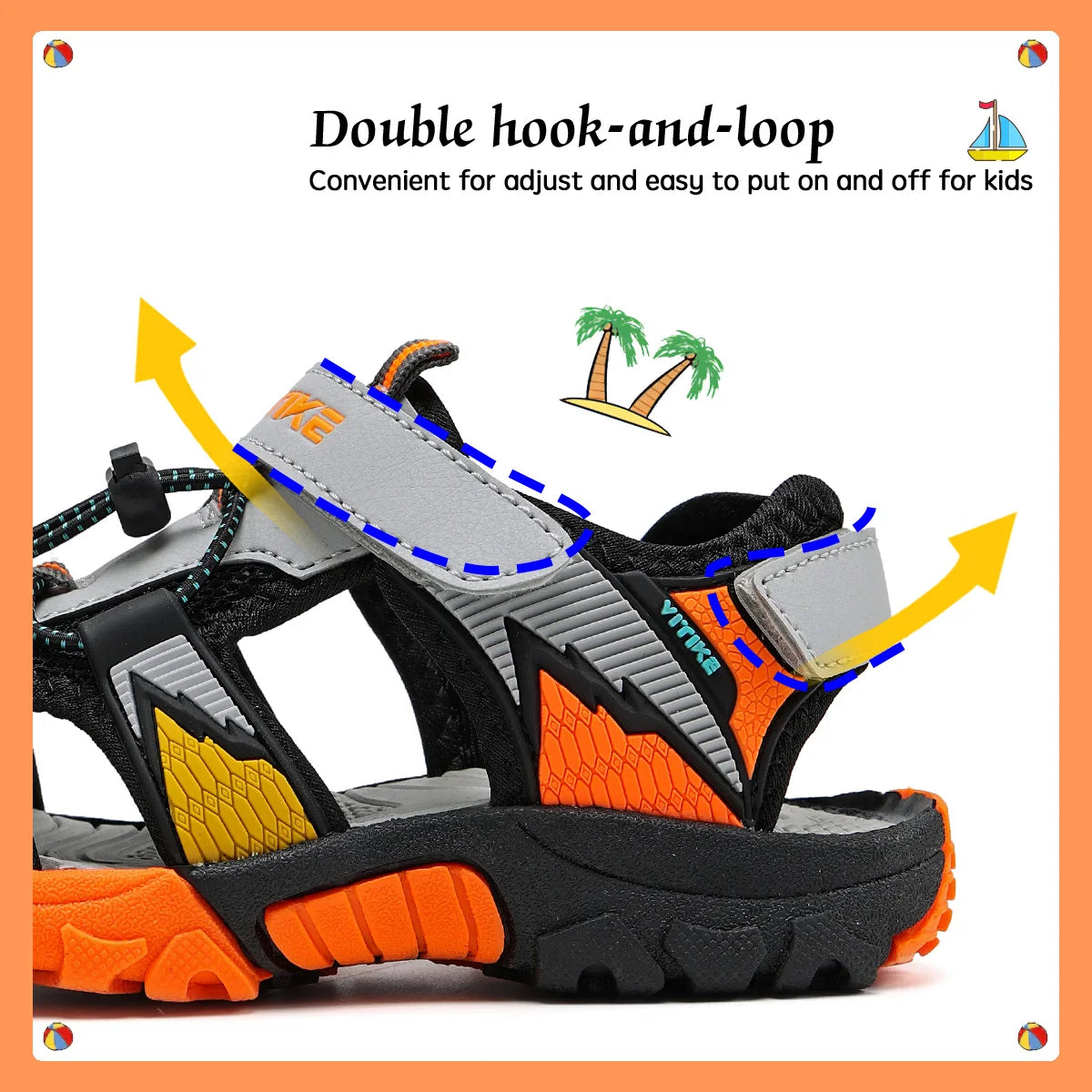 Unisex Kids Closed-Toe Summer Beach Sandals For Ages 7-13