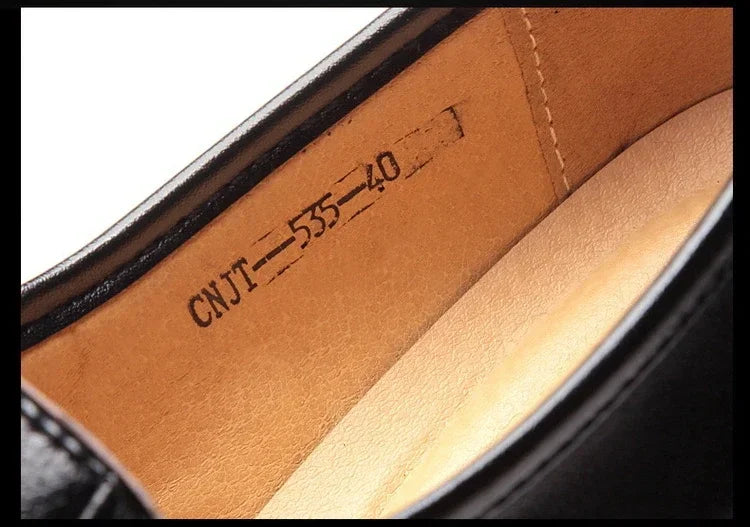 Leather Men's Slip-On Breathable Formal Shoes, Black, Sizes 38-44, Loafers