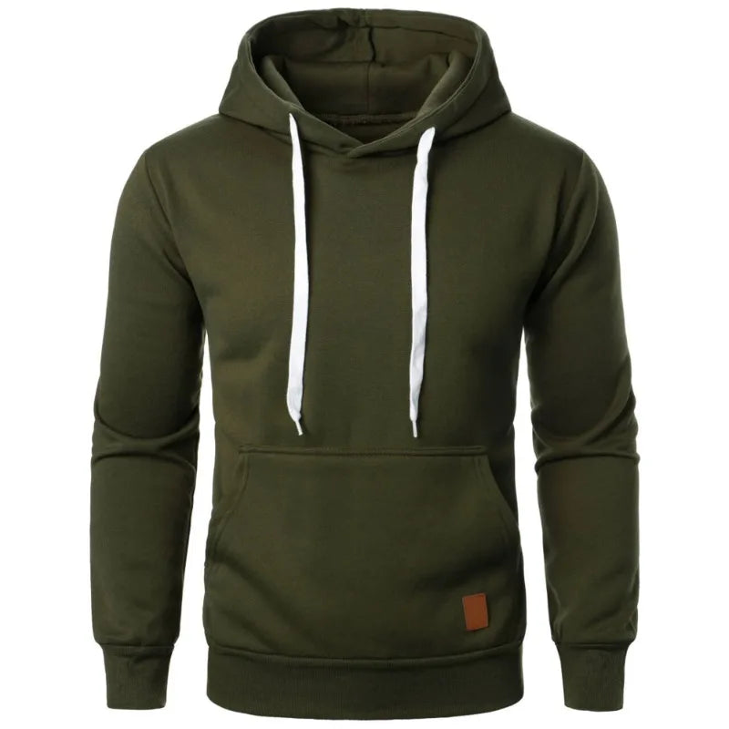 Mens Casual Hooded Collar Drawstring Hoodies Sweatshirts Long Sleeve Shirts Outdoor Streetwear Solid Color Lightweight Pullover