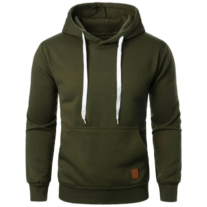 Men's Lightweight Polyester Hooded Sweatshirt Solid Color Long Sleeve
