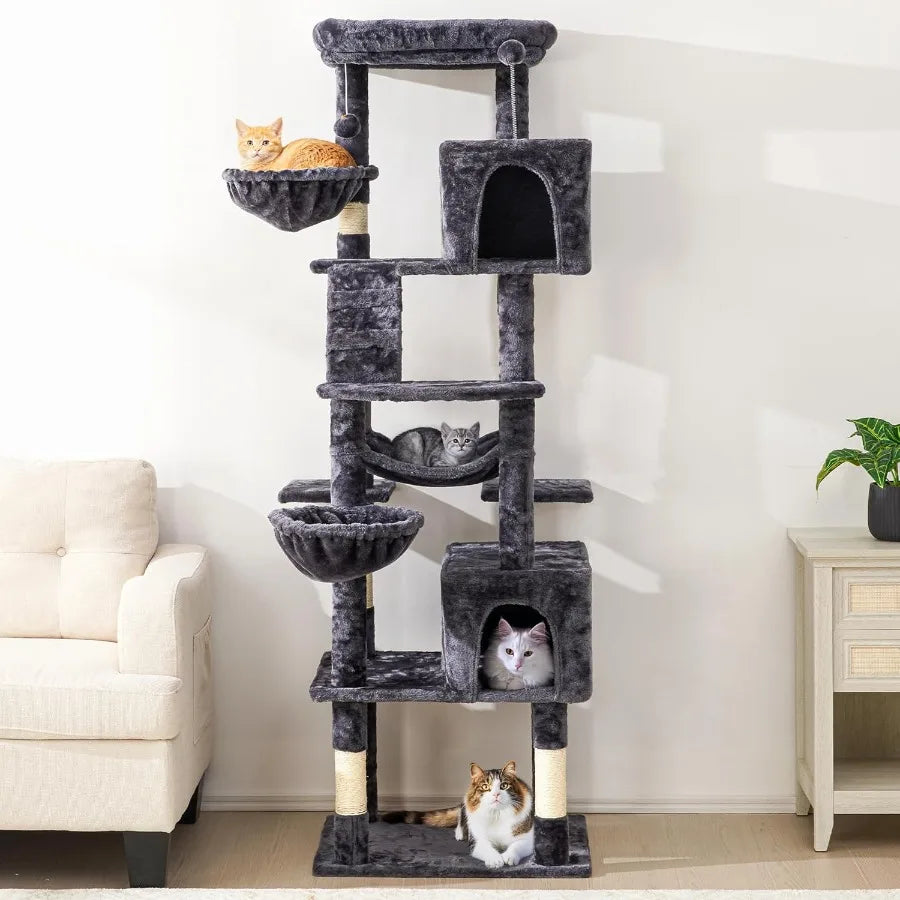 73 Multi-Level Cat Tree Tower with Scratching Posts Condos Perches Hammocks and Toys Designed for Large Cats and Multi-Cat Hous