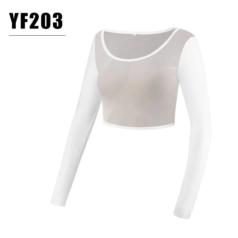 PGM Golf Women's Underwear Ice Silk Cooling Long Sleeve Bottom Shirts Sunscreen Breathable Golf Crop Tops Skin Friendly