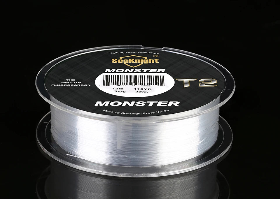 SeaKnight Brand MANSTER T2 Series 100% Fluorocarbon Fishing Line 100M, Carbon Fiber Line 3-35LB Upgrade Sinking Line Sea Fishing