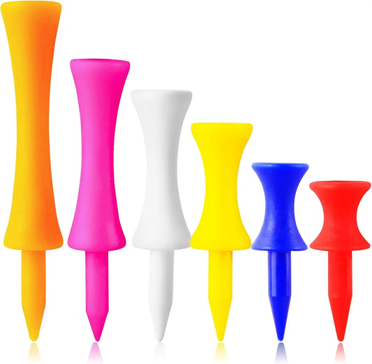 Plastic Golf Castle Tees Step Down Unbreakable Mixed or Same Height Value 50 Pcs, 2 3/4, 2 1/4, 2, 1 3/4, 1 1/2 Inch Length