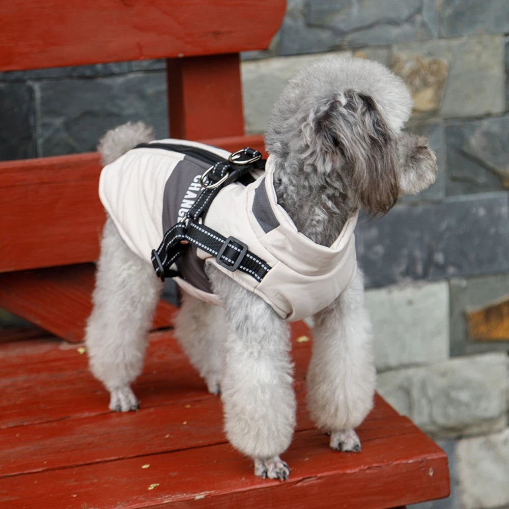 Dog Windbreaker Vest Warm Dog Clothes with Leash Attachment