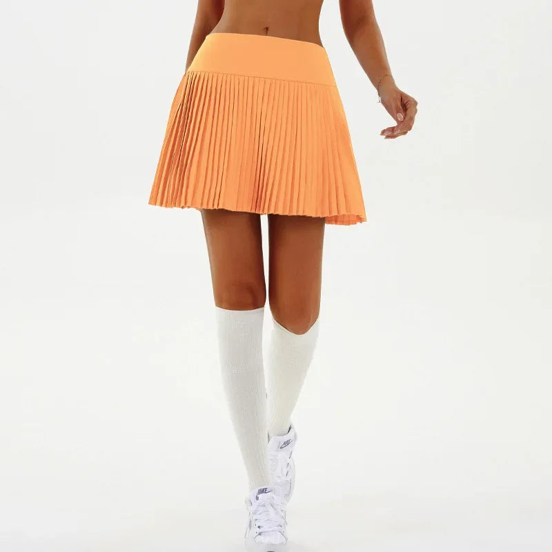 High Waist Women Tennis Pleated Skirt with Inner Lining High Waist Double Layer Design Sport Sexy Fitness Yoga Shorts Dancing