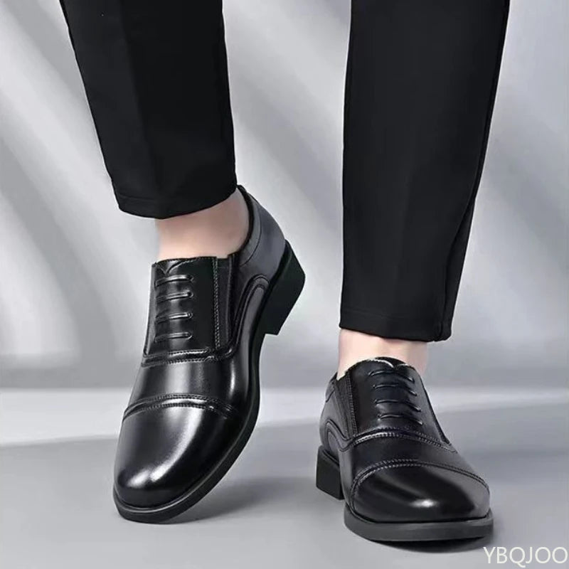 Mens PU Formal Shoes Low Cut Round Toe For Business Office Daily