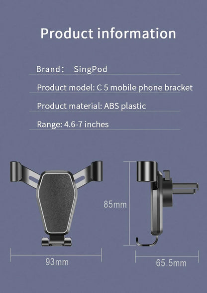 Car Phone Holder Gravity AutoClamp Air Vent Mount For Mobile Phone