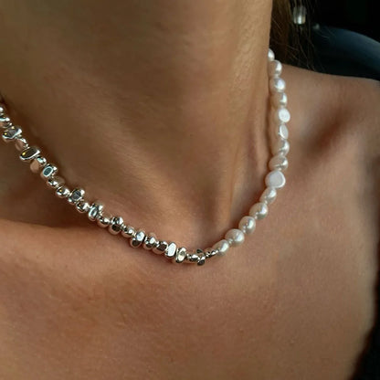 Heart Pendant Necklace With Pink Stone Beads And Irregular CCB Chain