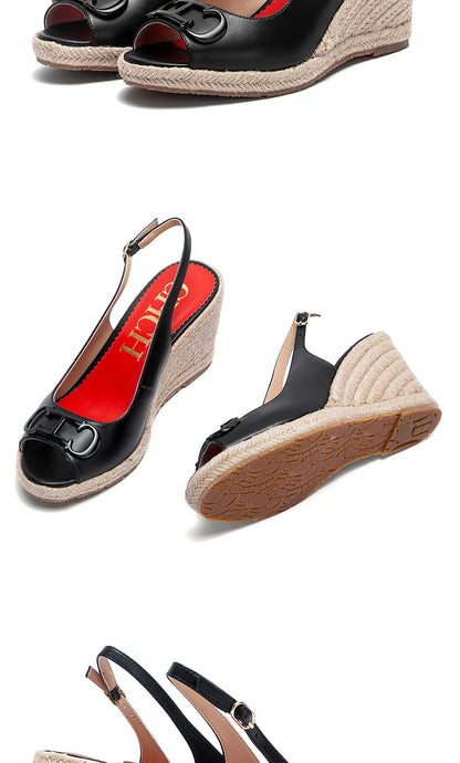 Women's Wedge Sandals Fish Mouth Open Toe Platform High Heel 8.5cm Summer Formal