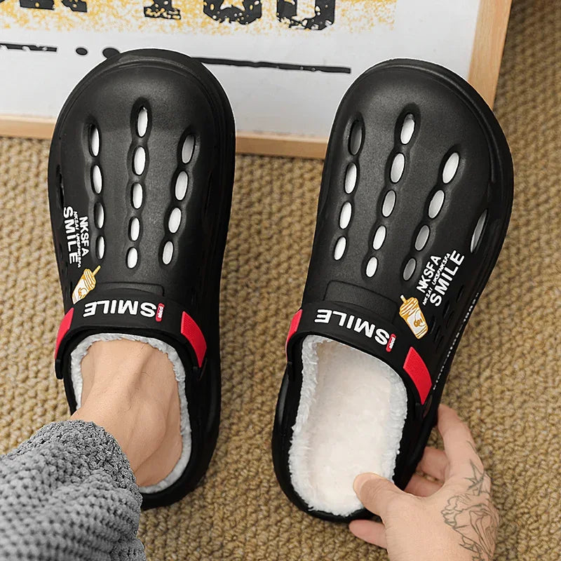Winter Men Slippers Warm Furry Garden Shoes Soft Indoor Home Cotton Shoe EVA Plush Slides Casual Outdoor Comfortable Fur Clogs