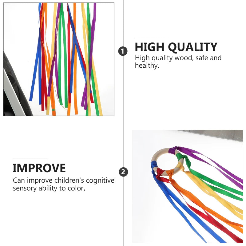 Montessori Style Sensory Toy BPA-free Non-toxic Baby Ribbon Ring Newborns Upwards Develop Colour Recognition Sensory Toy