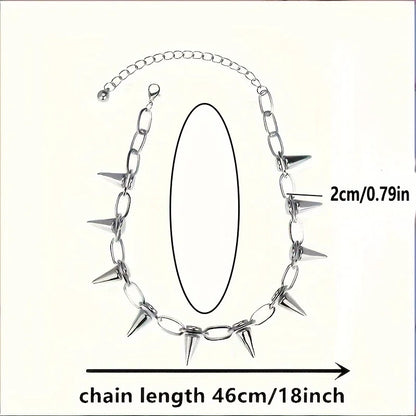 Punk Gothic Studded Rivet Spikes Necklace Choker Iron Alloy
