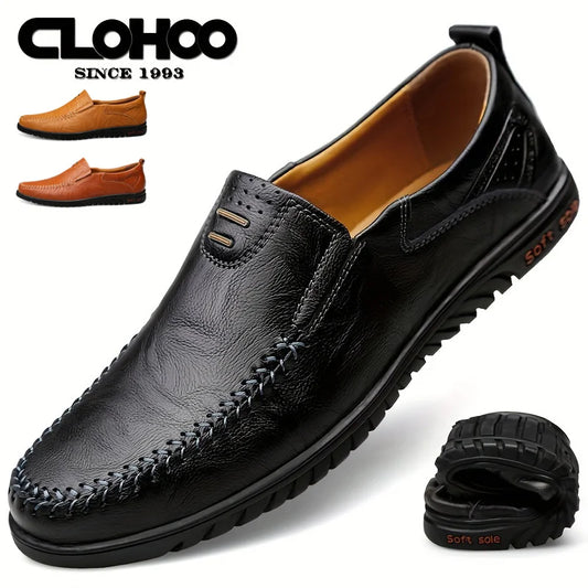 Men's Slip-On Leather Loafers, Soft-Sole Casual Business Shoes
