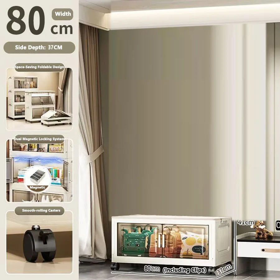 Storage Cabinet Folding Storage Box Home Living Room Toy Cabinet Storage Rack Snack Cabinet Installation-Free Kitchen Storage Cabinet Folding Storage Cabinet Organizer