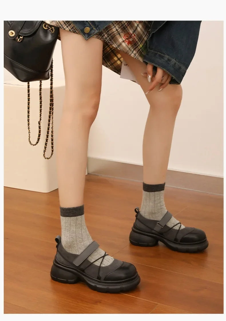 Autumn Chunky Women Sports Shoes Fashion Shallow Butterfly-knot Platform Sneakers Ladies Casual Flats Outdoor Mary Jane Shoe