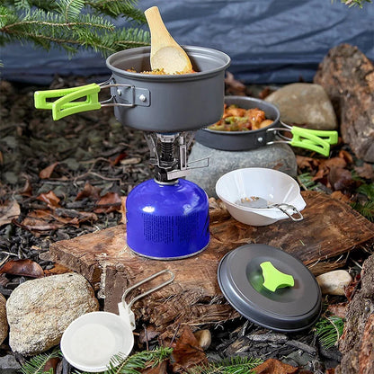 Camping Cookware Set Aluminium Alloy Portable Foldable With Plastic Handles