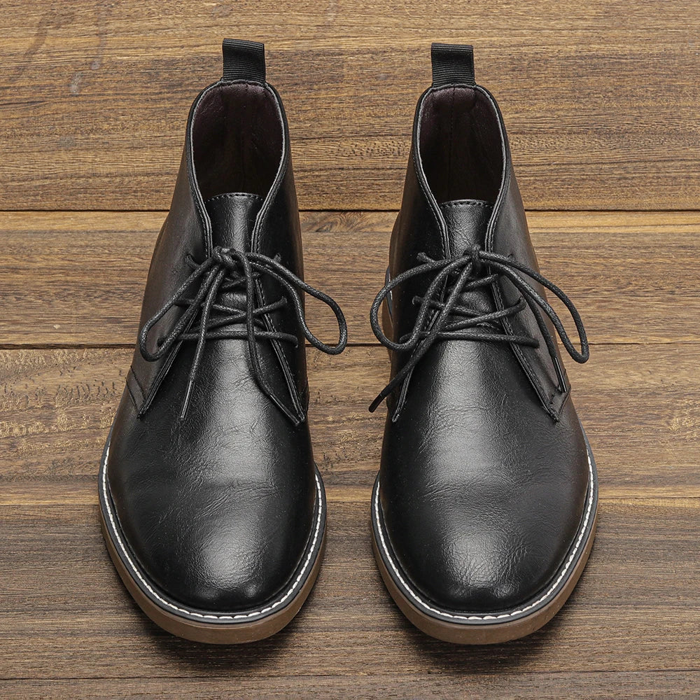 Desert Boots Ankle Boots For Men Leather Lace Up Low Heel