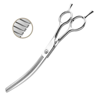 Pet Grooming Scissors 7-Inch Curved Thinning Stainless Steel for Dogs and Cats