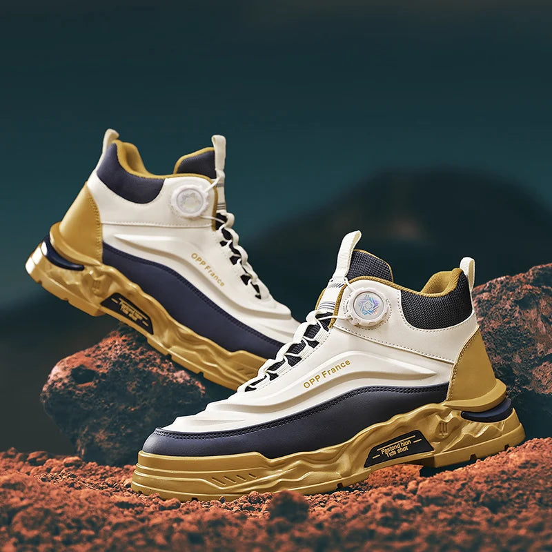 Mens Mesh Breathable Thick Sole Casual Shoes Lace Up