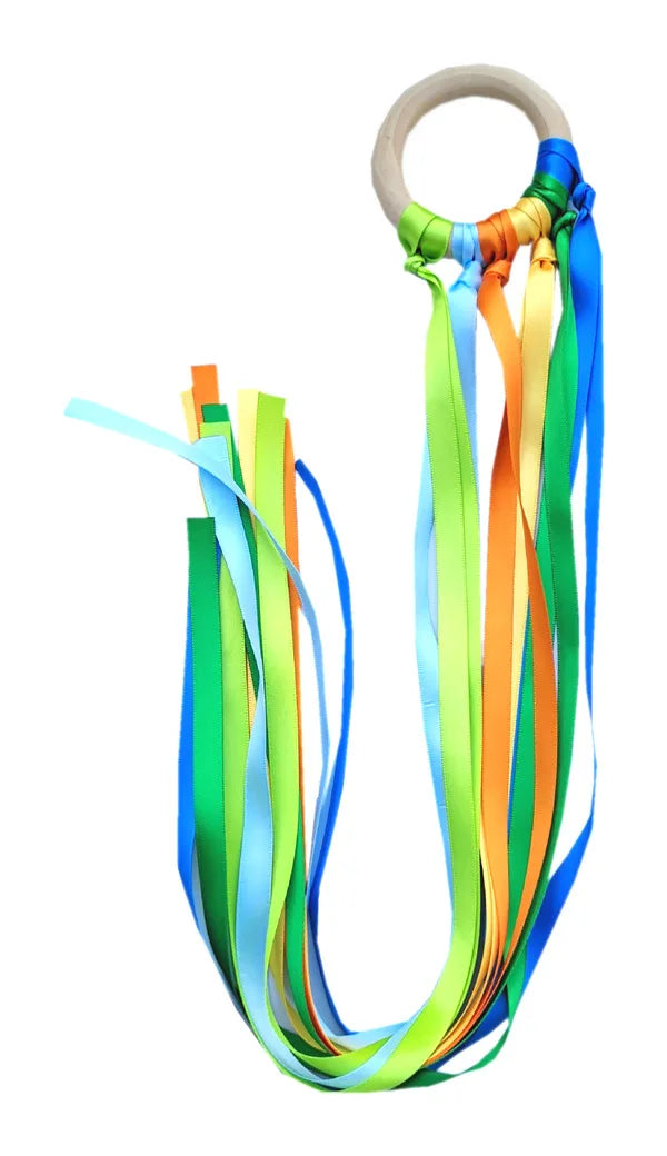 Montessori Style Sensory Toy BPA-free Non-toxic Baby Ribbon Ring Newborns Upwards Develop Colour Recognition Sensory Toy