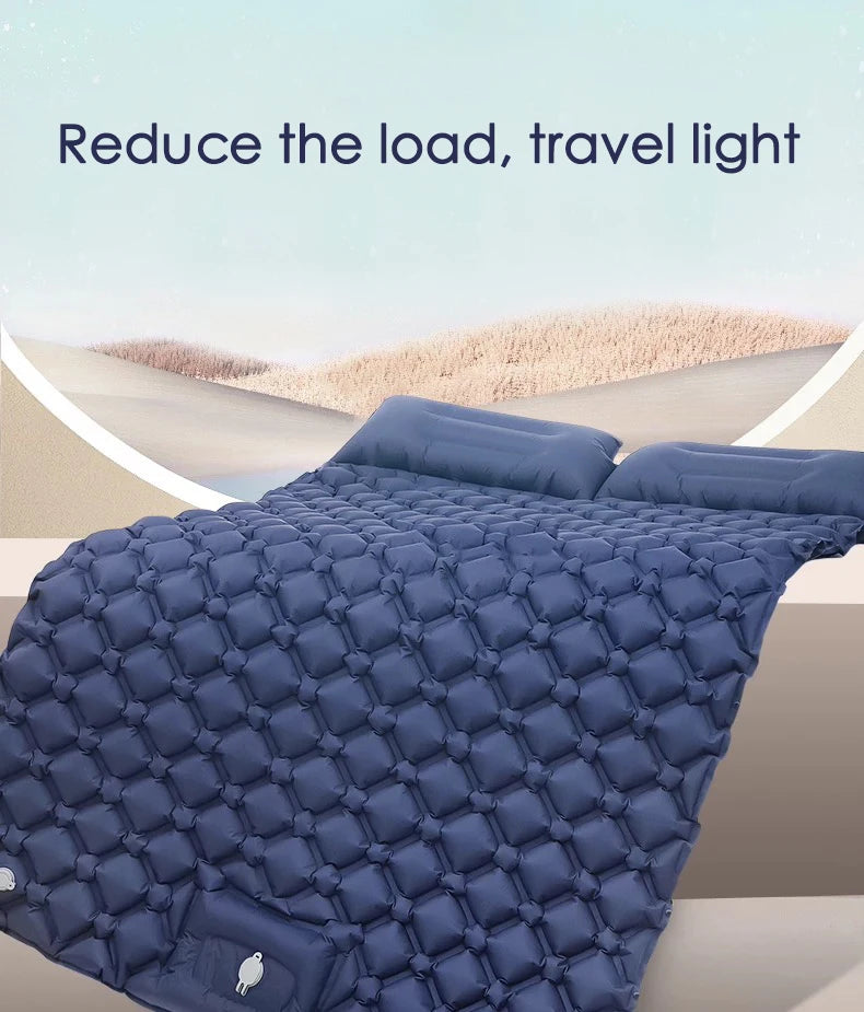 Hot Sale! 2025 Upgrade! Double Air Mattress Camping Blow Up Bed w/Built-in Pump Waterproof Portable Thickened for Outdoor Travel