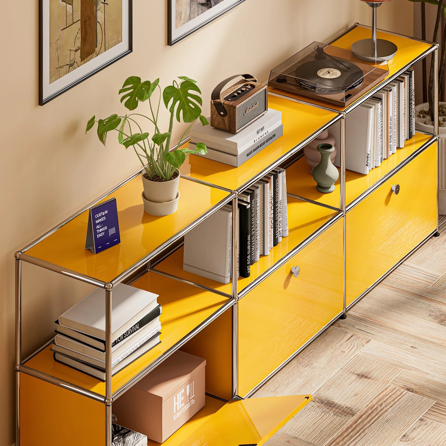 Modern Storage Cabinet Stainless Metal Organizer TV Stand Cabinet for Living Room and Home Office Furniture