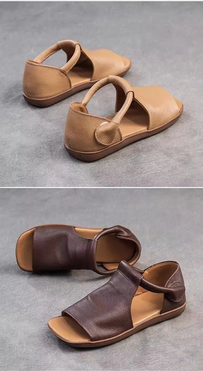 Open-Toe Flat Sandals For Women With Cross Straps And Adjustable Ankle Strap