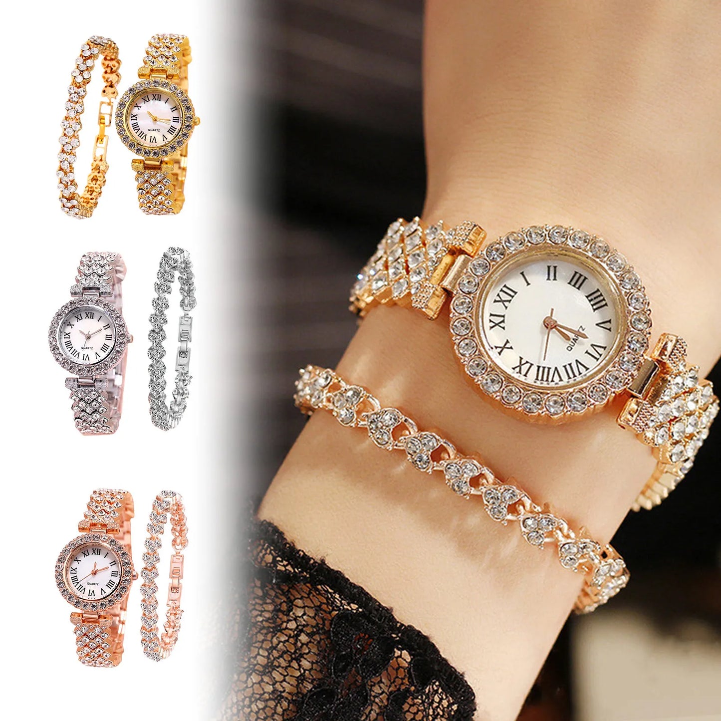 Stylish Women’s Dress Watch & Bracelet Combo – Modern Luxury Look