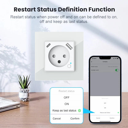 WiFi Smart Wall Socket EU Plug With USB C PD 20W Port