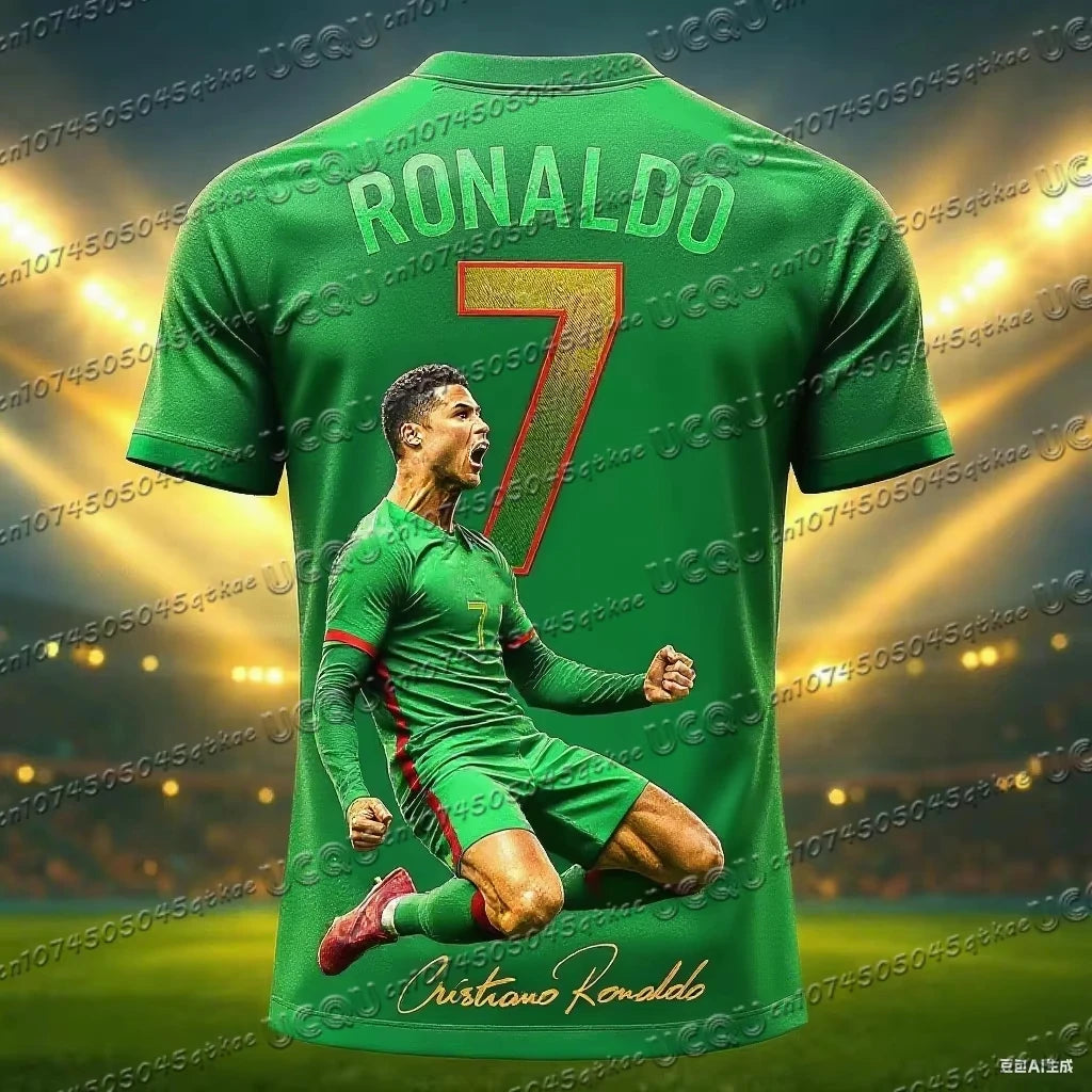 26 New Football Jersey 3D Printed NO.7 Ronaldo Boys Girls Training Women's Sports Breathable Short Sleeve Kids/Men's T-shirt Top