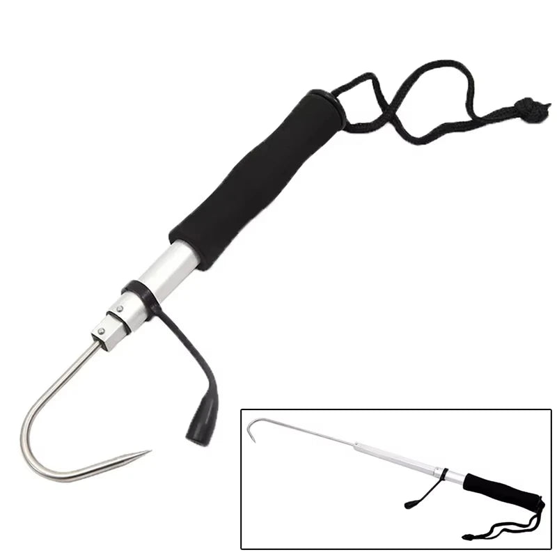 Telescopic Fish Gaff Hook,About 28-60cm Stainless Steel Ice Sea Fishing Spear Hook Portable Retractable Fishing Tackle equipment