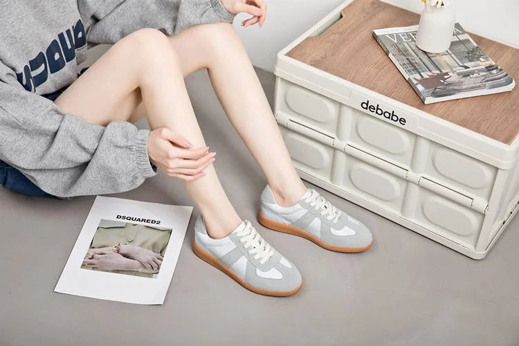 AIYUQI Women's Sneakers 2025 New Genuine Leather Ladies Moral Training Shoes Casual Spring Flat Shoes Women