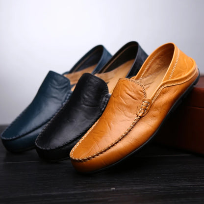 Men's Leather Slip-On Loafers, Business Casual Moccasin Shoes