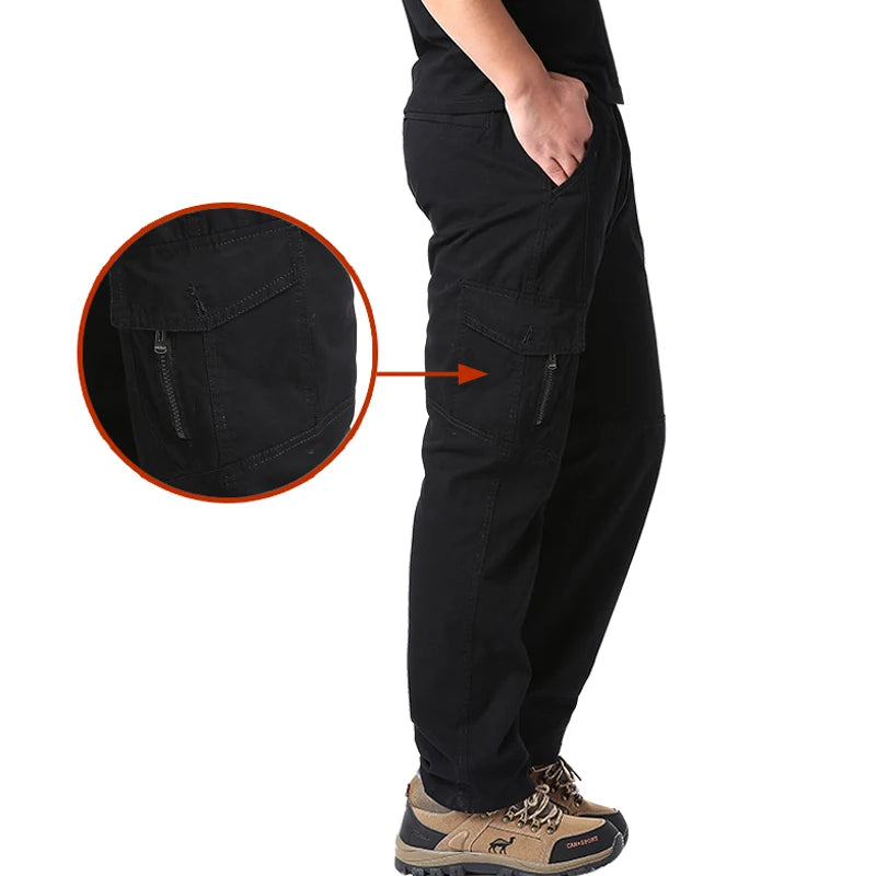 High Quality Men's Cotton Cargo Pants Casual Multiple Pocket Tacitcal Pants Spring Autumn Outdoor Camping Hiking Work Pants