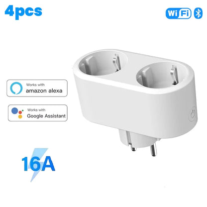 WiFi Smart Dual Plug Socket EU Plug 16A 20A Power Monitor Voice Control