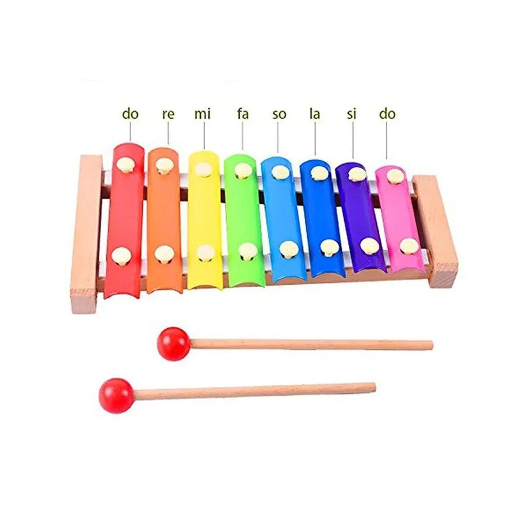 Montessori Wooden 8 Tones Multicolor Xylophone Wood Musical Instrument Toys For Baby Kids Puzzles Early Learning Games