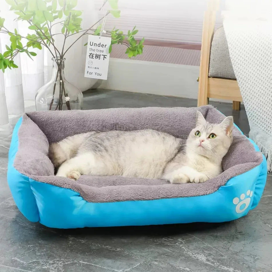 Large Square Dog Bed – Plush Cat Nest and Dog Sofa, All-Season Waterproof Mattress