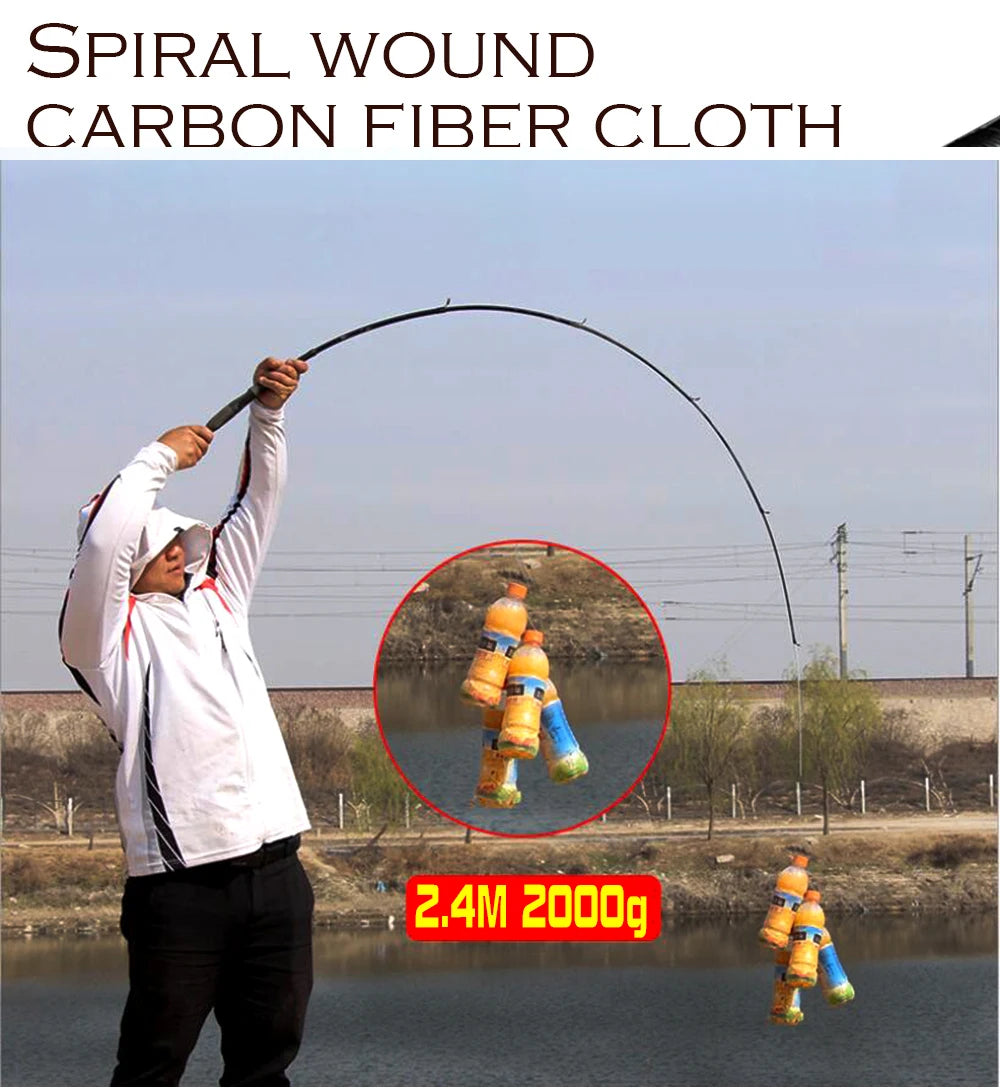 1.6-2.4m Telescopic Fishing Rods Ultralight Weight Spinning Casting Carbon Pole Fishing Accessories Lure Weight 10-30g