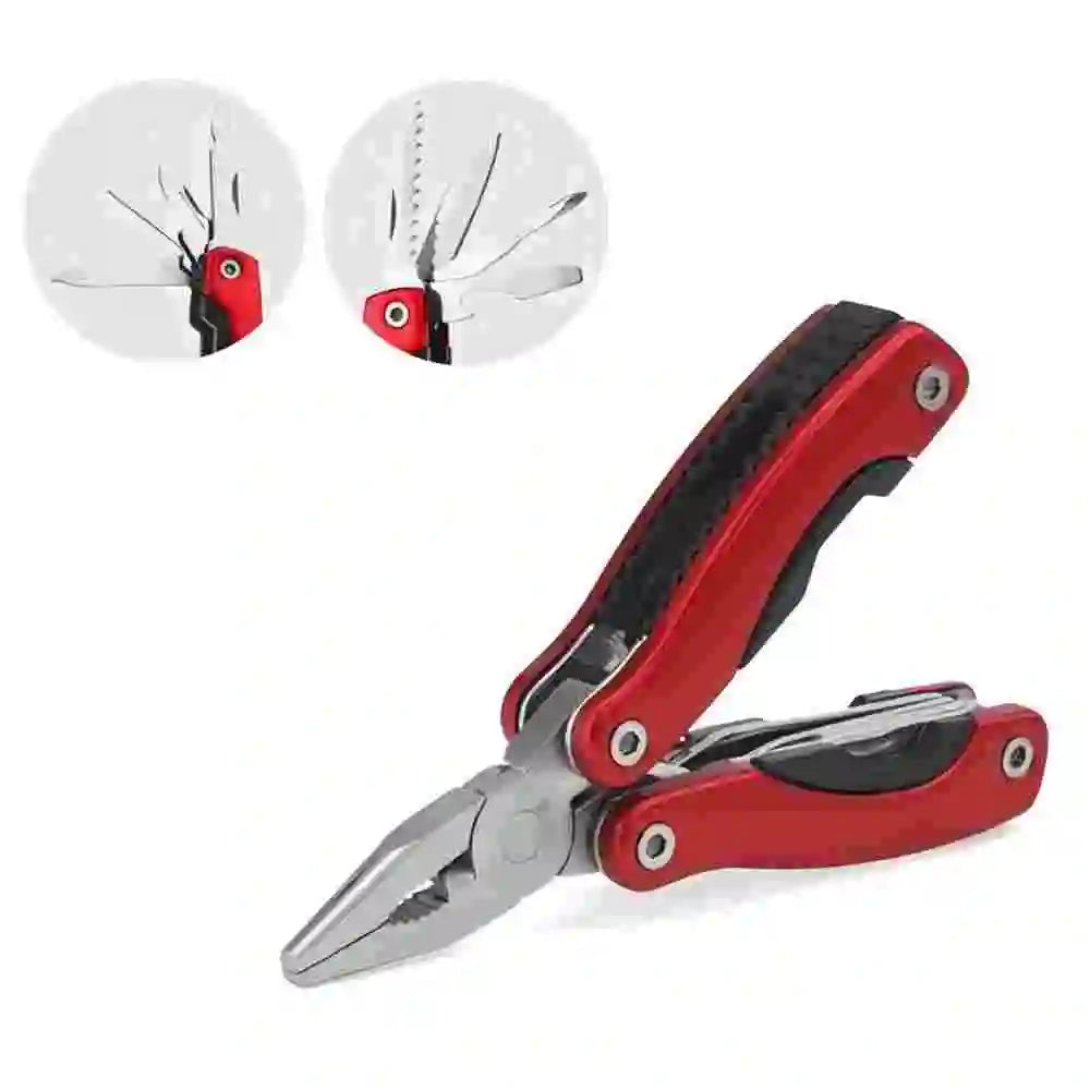 Stainless Steel 9 In 1 Portable Multi Tool Pliers Blue And Red For Camping