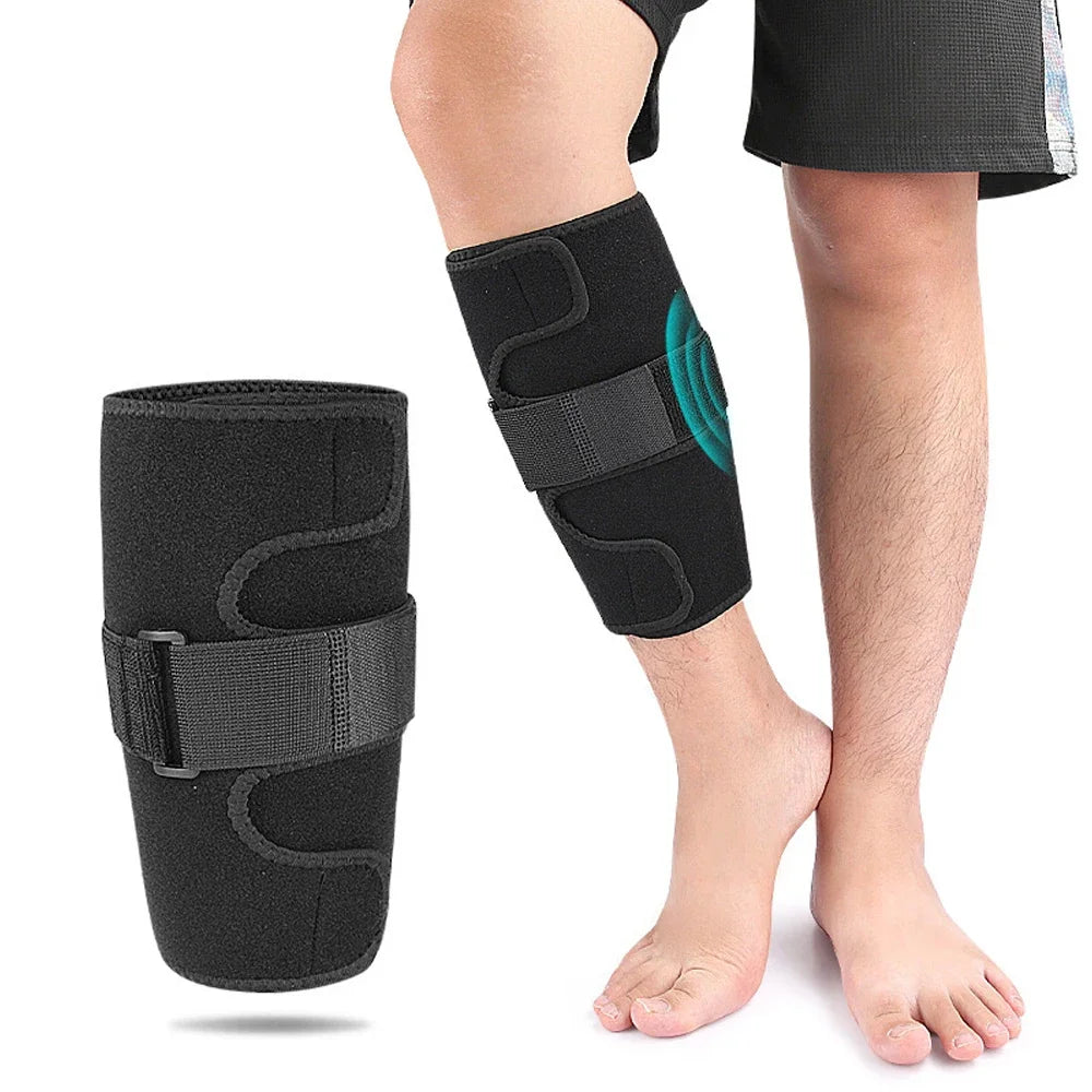 1Piece Calf Brace for Torn Calf Muscle & Shin Splint Pain - Adjustable Neoprene Compression Support Wrap for Lower Leg Injury