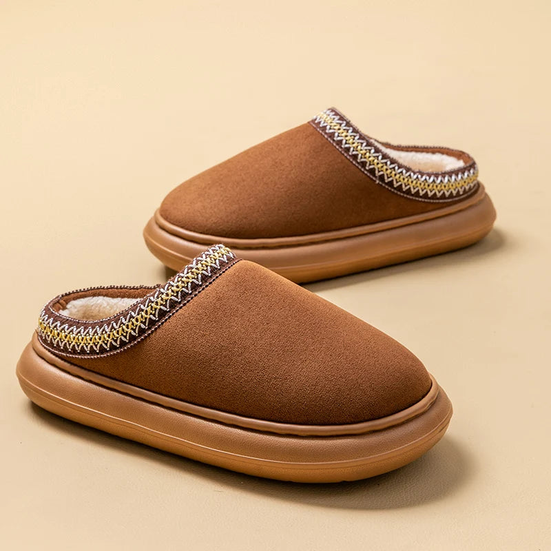 Men's Plush Slippers Indoor House Shoes With EVA Sole And Flannel Lining