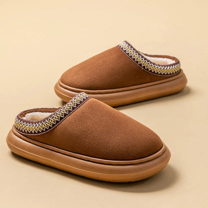 Men's Plush Slippers Indoor House Shoes With EVA Sole And Flannel Lining