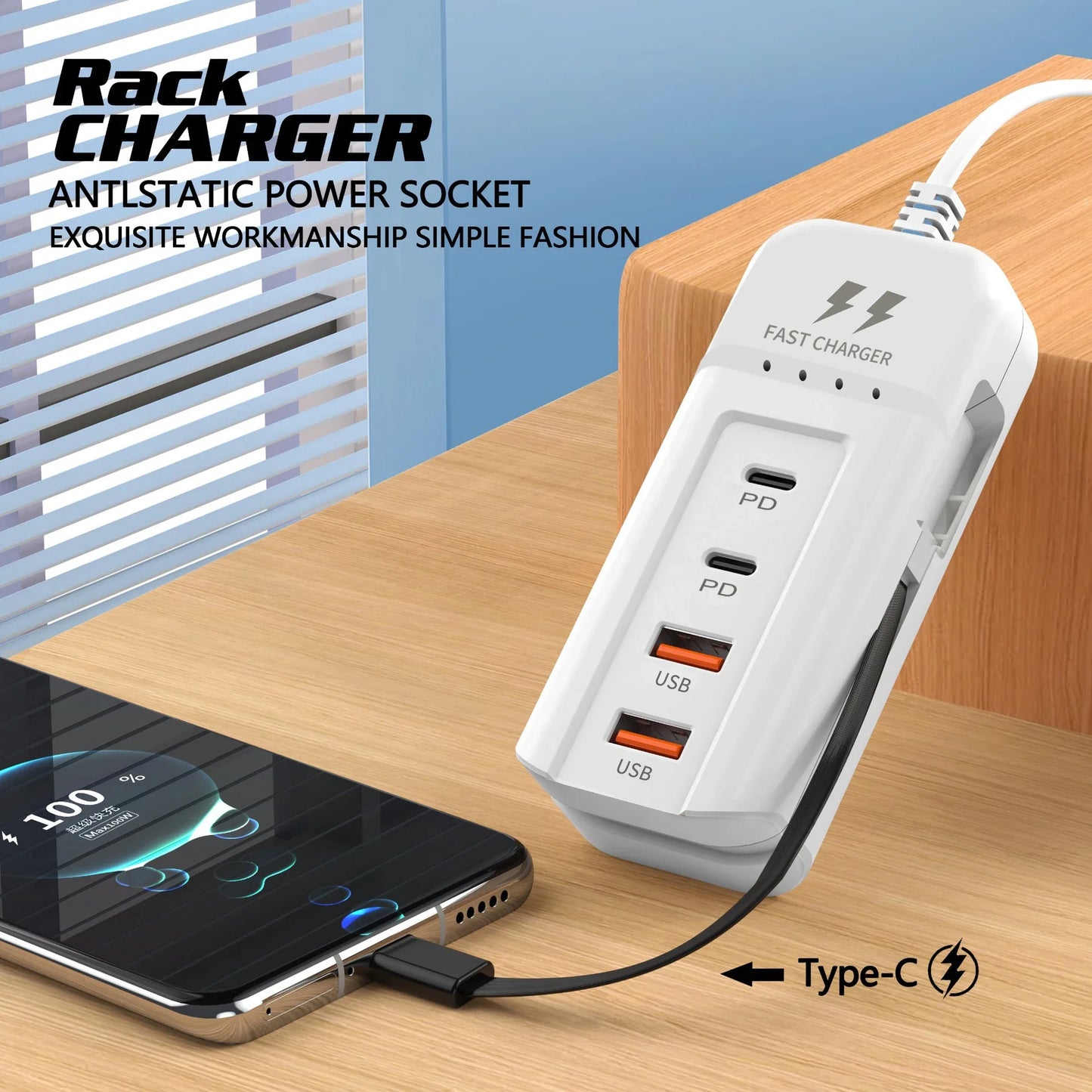 USB-C PD Travel Wall Charger, Multiport USB Charger With EU US Plug