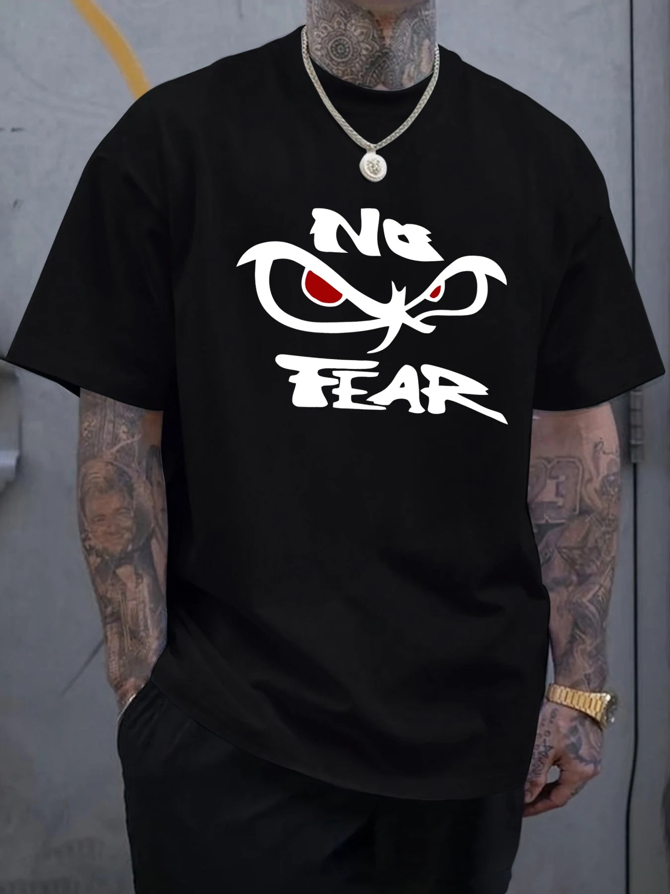 No Fear Determined Gaze Print Mens T-Shirts Cotton Fashion Short Sleeve Oversized Soft Sports Clothes Summer Casual T Shirt