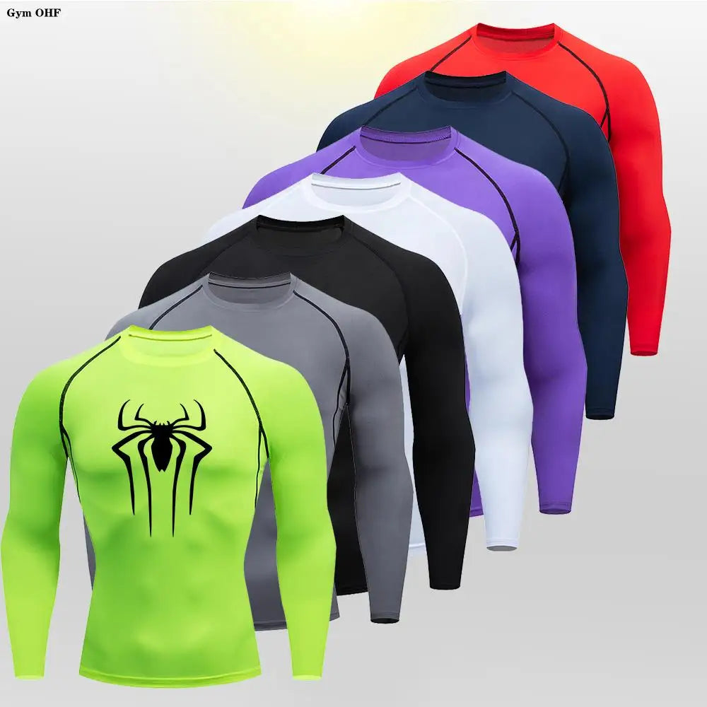 Spider Compression Shirt Mens Rashguard Fitness For Men Gym Sports T-Shirt Running Sweatshirt Outdoor Mountaineering Training