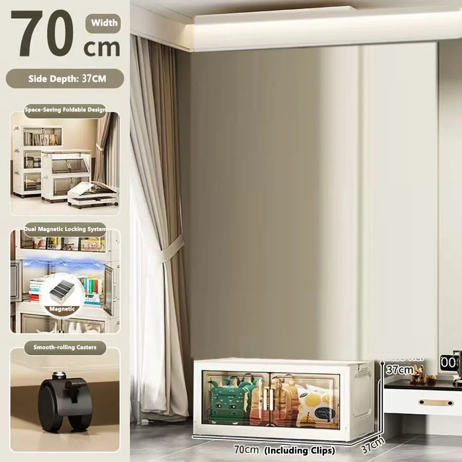 Storage Cabinet Folding Storage Box Home Living Room Toy Cabinet Storage Rack Snack Cabinet Installation-Free Kitchen Storage Cabinet Folding Storage Cabinet Organizer