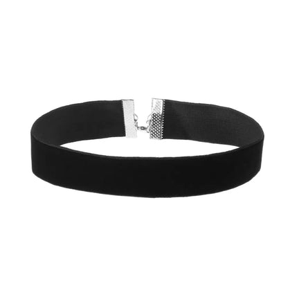 Gothic Velvet Choker Necklace Black 30 To 35 Cm Aluminium Alloy