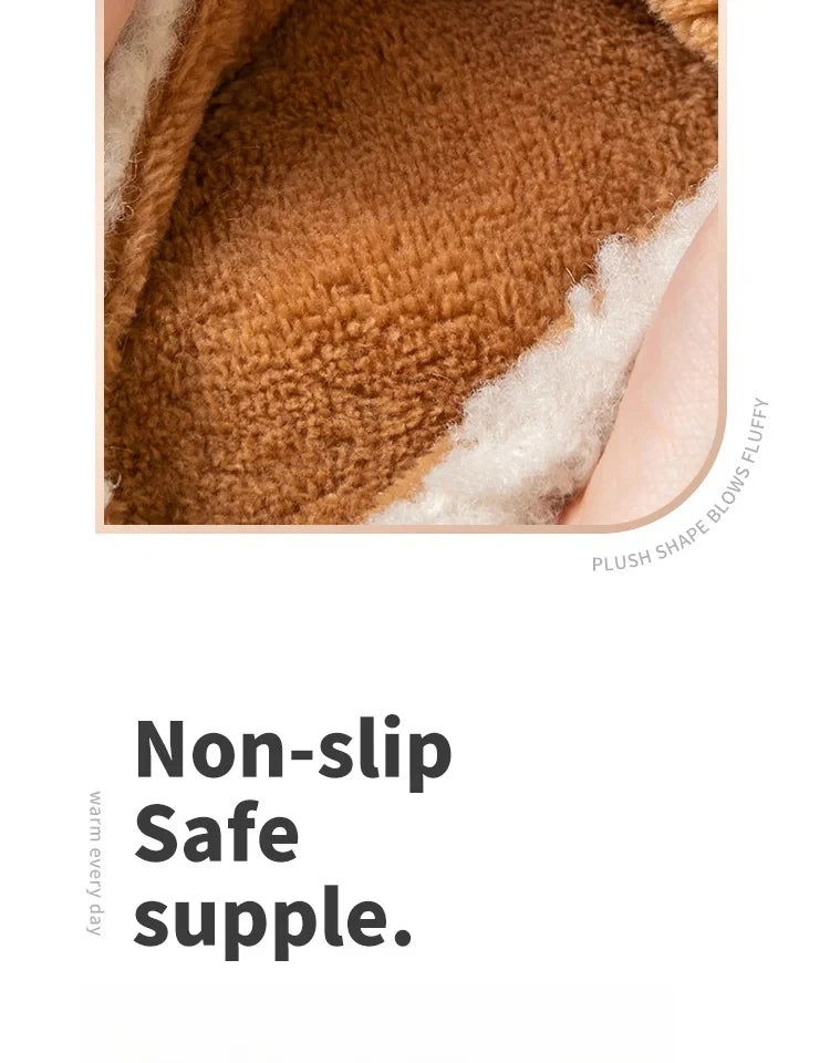 TZLDN Fashion Men's Slippers Winter Warm Cartoon Bear Lovely Indoor Soft Sole Non-slip Dormitory Causal Home Plush Shoes Couple