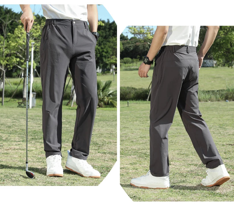 Golf Pants Men Sun Protection 50 UPF Stretch Slim Fit Summer Quick Dry Lightweight Breathable Tapered Leg Pants Zipper Pockets